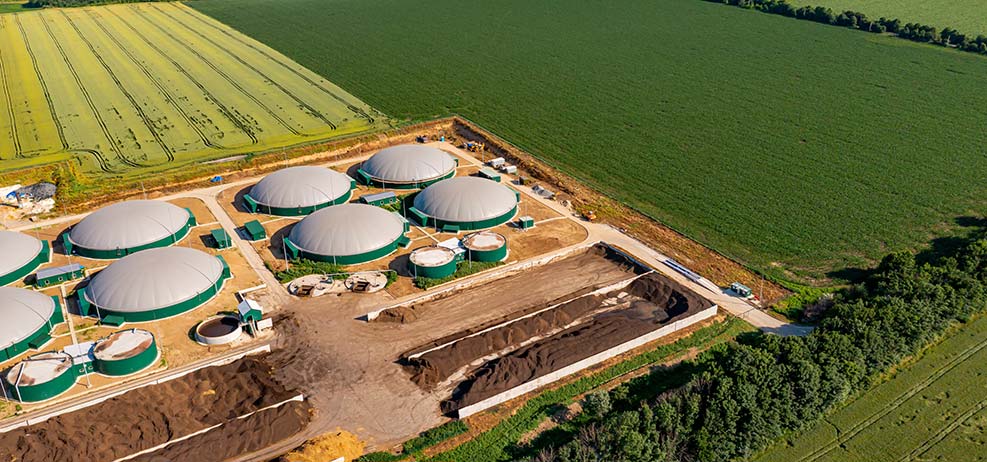 aerial view of biogas facility