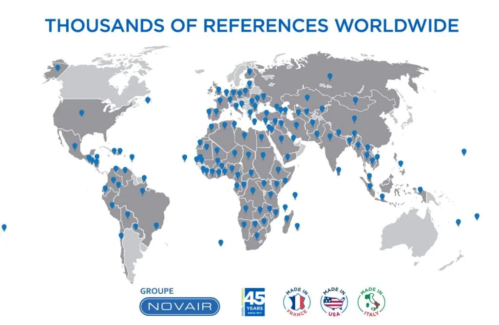 map of novair nitrogen generator intallations