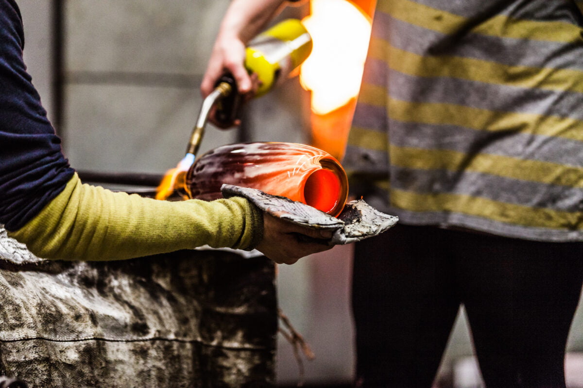 glass blowing closeup